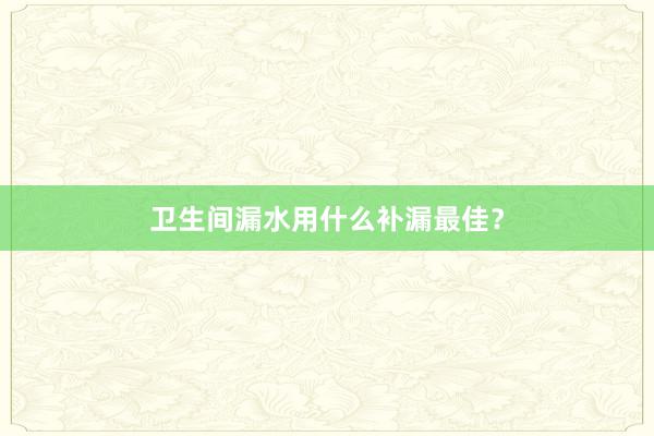 卫生间漏水用什么补漏最佳？