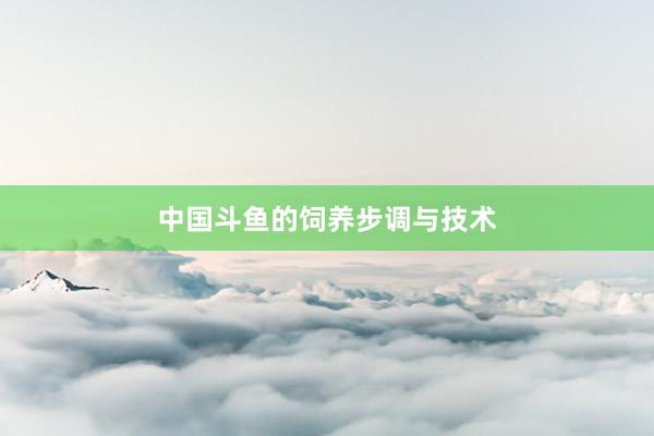 中国斗鱼的饲养步调与技术